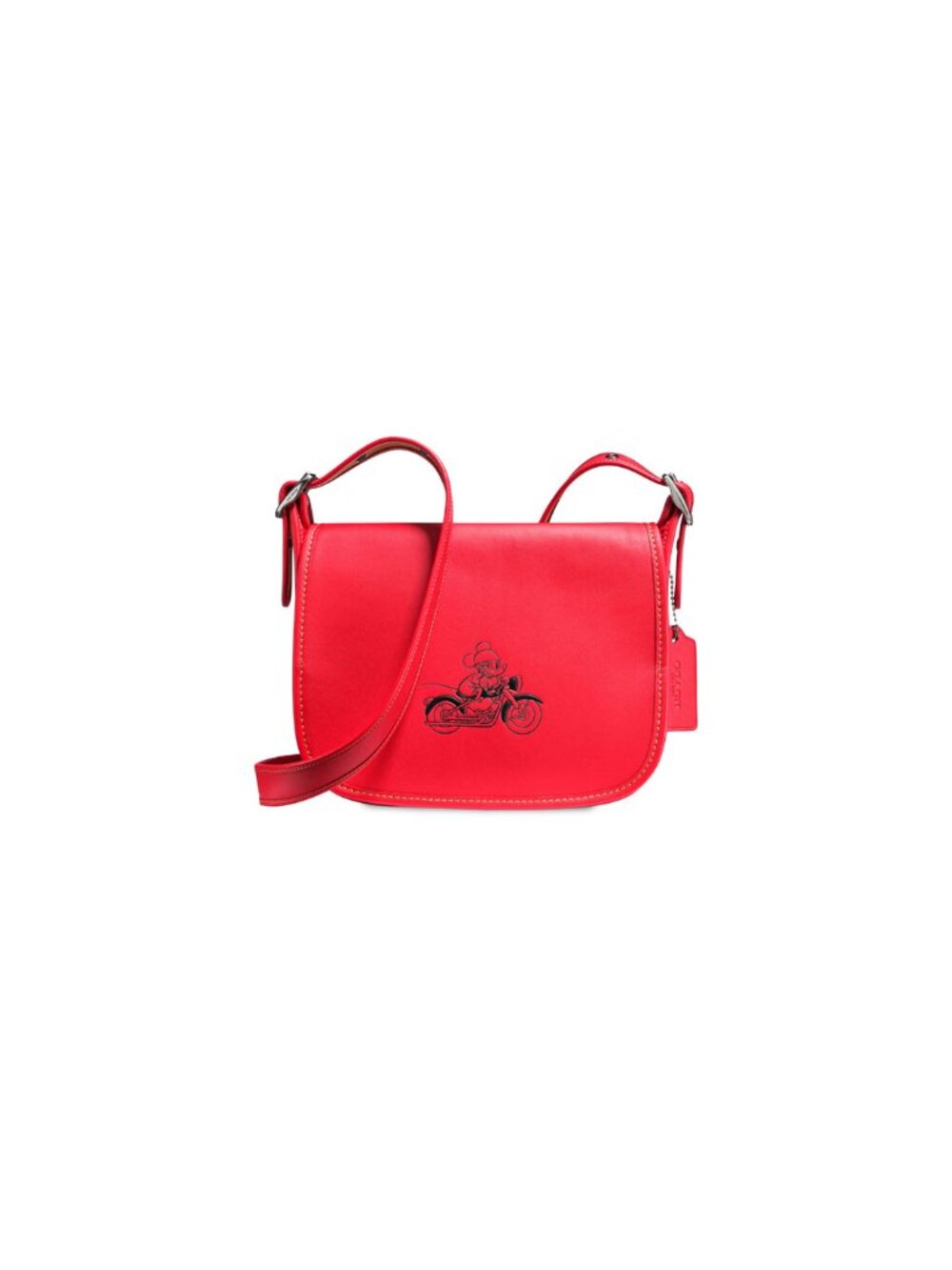 COACH Red Leather Handbag Disney Flap Saddle Bag Womens